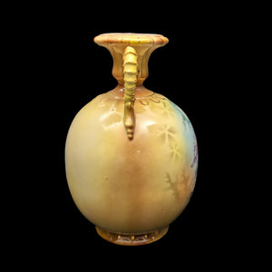 Antique Austrian Porcelain Vase – Hand-Painted Iris, Art Nouveau Sculptural Handles (Austria), c. 1910 🇦🇹🏺🎨