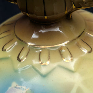 Antique Austrian Porcelain Vase – Hand-Painted Iris, Art Nouveau Sculptural Handles (Austria), c. 1910 🇦🇹🏺🎨