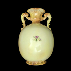 Antique Austrian Porcelain Vase – Hand-Painted Iris, Art Nouveau Sculptural Handles (Austria), c. 1910 🇦🇹🏺🎨