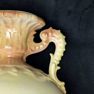 Antique Austrian Porcelain Vase – Hand-Painted Iris, Art Nouveau Sculptural Handles (Austria), c. 1910 🇦🇹🏺🎨