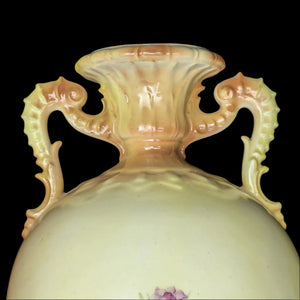 Antique Austrian Porcelain Vase – Hand-Painted Iris, Art Nouveau Sculptural Handles (Austria), c. 1910 🇦🇹🏺🎨