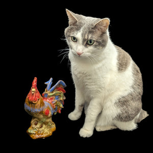 Vintage Hand-Painted Ceramic Rooster Figurine by Unknown Maker (Countryside, Rustic), Circa 1960s-1970s 🐓🎨🏡