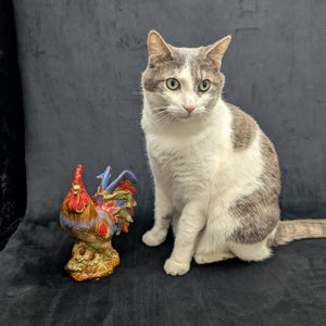 Vintage Hand-Painted Ceramic Rooster Figurine by Unknown Maker (Countryside, Rustic), Circa 1960s-1970s 🐓🎨🏡