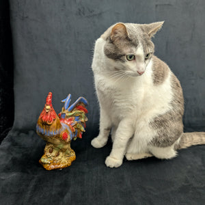 Vintage Hand-Painted Ceramic Rooster Figurine by Unknown Maker (Countryside, Rustic), Circa 1960s-1970s 🐓🎨🏡