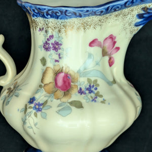Antique Hand-Painted Porcelain Pitcher – "EST 1820" Mark, Victorian Floral & Gilt, c. 1900 🏺🌸✨