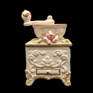 复古卡波迪蒙特风格瓷器咖啡研磨机雕像（意大利）