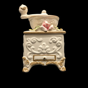 复古卡波迪蒙特风格瓷器咖啡研磨机雕像（意大利）