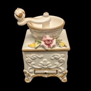 复古卡波迪蒙特风格瓷器咖啡研磨机雕像（意大利）