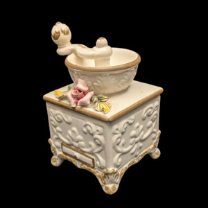 复古卡波迪蒙特风格瓷器咖啡研磨机雕像（意大利）