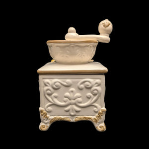 复古卡波迪蒙特风格瓷器咖啡研磨机雕像（意大利）