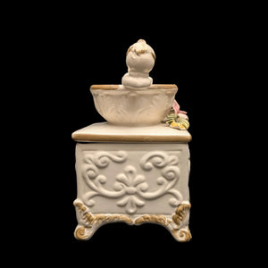 复古卡波迪蒙特风格瓷器咖啡研磨机雕像（意大利）