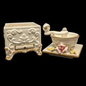 复古卡波迪蒙特风格瓷器咖啡研磨机雕像（意大利）