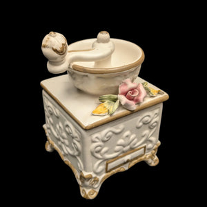 复古卡波迪蒙特风格瓷器咖啡研磨机雕像（意大利）