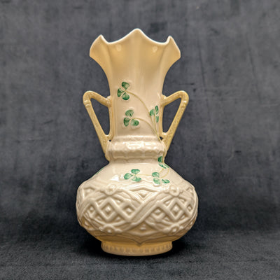 Vintage Belleek Porcelain Shamrock Vase by Belleek (RARE, Ireland), Circa Mid-20th Century ☘️🇮🇪🏺