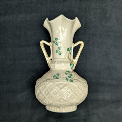 Vintage Belleek Porcelain Shamrock Vase by Belleek (RARE, Ireland), Circa Mid-20th Century ☘️🇮🇪🏺