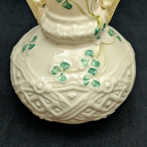 Vintage Belleek Porcelain "Claddagh" Shamrock Vase – Hand-Painted, Green Mark (Ireland), c. 1970 ☘️🇮🇪🏺