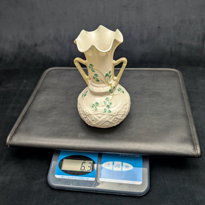 Vintage Belleek Porcelain Shamrock Vase by Belleek (RARE, Ireland), Circa Mid-20th Century ☘️🇮🇪🏺
