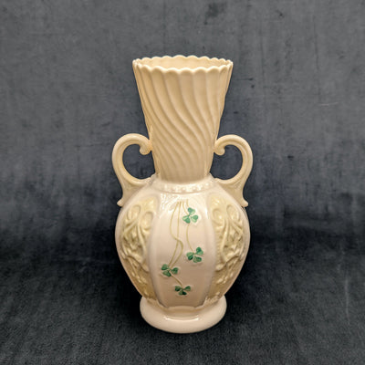 Vintage Belleek Porcelain Shamrock Vase by Belleek Pottery (RARE, Ireland), Circa Mid-20th Century ☘️🇮🇪🏺