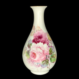 Vintage Noritake Hand-Painted Rose Vase – Bone China with Gold Trim (Japan), c. 1955 🌸🏺🇯🇵