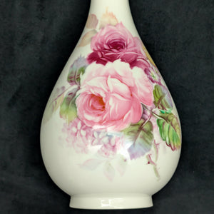 Vintage Noritake Hand-Painted Rose Vase – Bone China with Gold Trim (Japan), c. 1955 🌸🏺🇯🇵