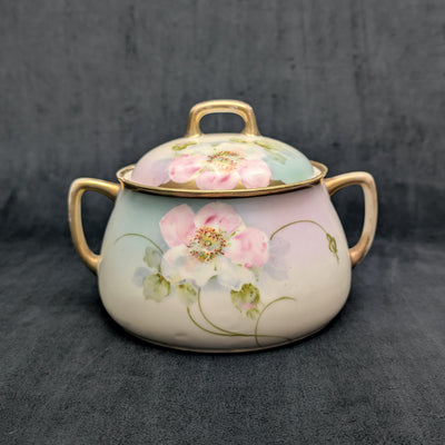 Vintage Hand-Painted Covered Serving Dish by PM Bavaria (Floral, Porcelain), Circa 1900 🌸🍽️🇩🇪