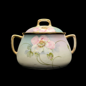 Vintage Hand-Painted Covered Serving Dish by PM Bavaria (Floral, Porcelain), Circa 1900 🌸🍽️🇩🇪