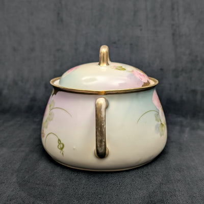Vintage Hand-Painted Covered Serving Dish by PM Bavaria (Floral, Porcelain), Circa 1900 🌸🍽️🇩🇪
