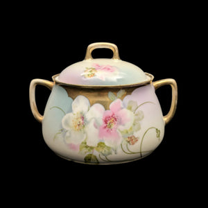 Vintage Hand-Painted Covered Serving Dish by PM Bavaria (Floral, Porcelain), Circa 1900 🌸🍽️🇩🇪