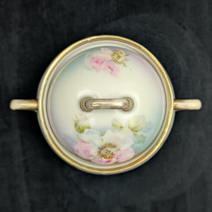 Vintage Hand-Painted Covered Serving Dish by PM Bavaria (Floral, Porcelain), Circa 1900 🌸🍽️🇩🇪