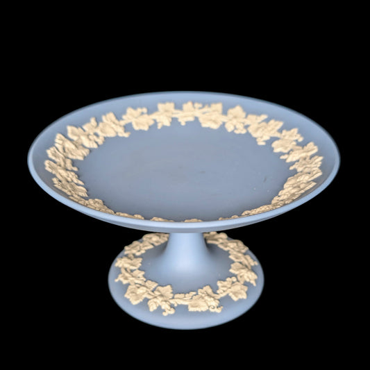 Wedgwood Blue Jasperware Pedestal Dish by Wedgwood (RARE, England), Circa Mid-20th Century 🇬🇧🏺✨