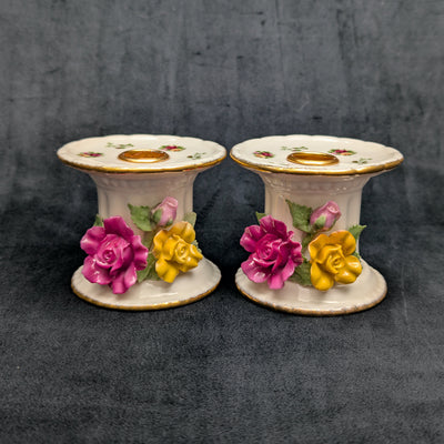 Royal Albert Old Country Roses Candle Holders (Set of 2, Vintage), Circa 1980s 🕯️🌹🇬🇧