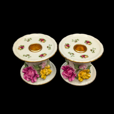 Royal Albert Old Country Roses Candle Holders (Set of 2, Vintage), Circa 1980s 🕯️🌹🇬🇧