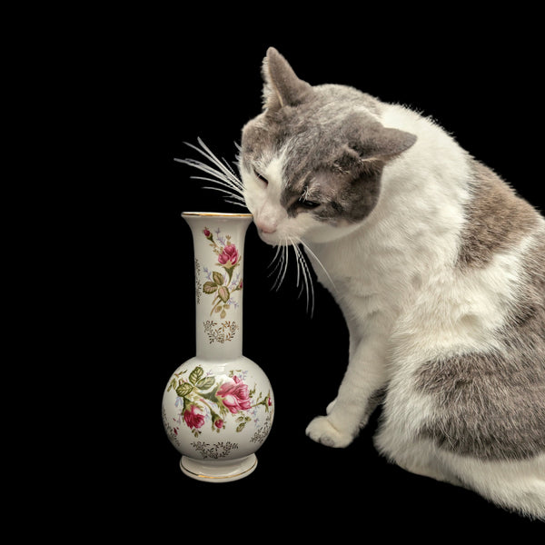 Vintage L&M Inc. Porcelain Rose Vase by L&M Inc. (Hand-Painted, USA), Circa 1950s 🌸🏺🇺🇸
