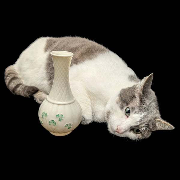 Vintage Belleek Porcelain Shamrock Vase by Belleek (RARE, Ireland), Circa Mid-20th Century ☘️🇮🇪🏺