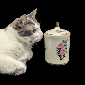 Vintage Porzellan-Rosendose aus Westdeutschland (handbemalt, Sammlerstück), ca. 1960er Jahre 🌹🏺🇩🇪