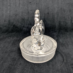 RCR Lead Crystal Swan Pair Sculpture – 24% Lead Crystal, Clear & Frosted Base (Italy), c. 1980 💖💐🇪🇸