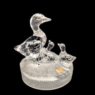 RCR Bleikristall-Gänsefamilienfigur von Royal Crystal Rock (Kristall, Italien), ca. 1980er Jahre 🦢💎🇮🇹