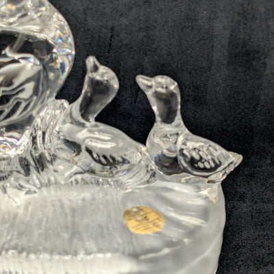 RCR Bleikristall-Gänsefamilienfigur von Royal Crystal Rock (Kristall, Italien), ca. 1980er Jahre 🦢💎🇮🇹