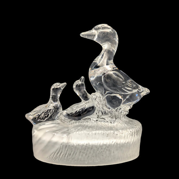 RCR Lead Crystal Goose Family Figurine by Royal Crystal Rock (Crystal, Italy), Circa 1980s 🦢💎🇮🇹