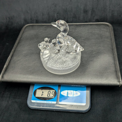 RCR Bleikristall-Gänsefamilienfigur von Royal Crystal Rock (Kristall, Italien), ca. 1980er Jahre 🦢💎🇮🇹