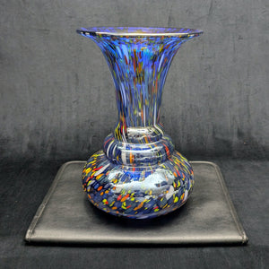 Large Hand-Blown Confetti Art Glass Vase – Murano Style Blue Splatter, Heavy Weight (c. 1960) 💎✨🇮🇹