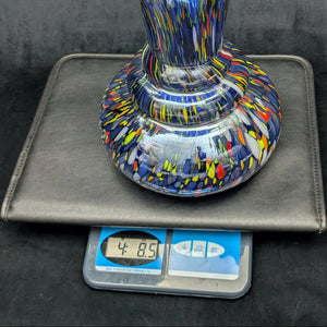 Large Hand-Blown Confetti Art Glass Vase – Murano Style Blue Splatter, Heavy Weight (c. 1960) 💎✨🇮🇹