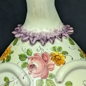 Vintage Italian Hand-Painted Swan Wall Fountain/Planter – Two-Piece Floral Ceramic Set (ITALY), c. 1960 🦢🇮🇹🌸