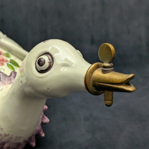 Vintage Italian Hand-Painted Swan Wall Fountain/Planter – Two-Piece Floral Ceramic Set (ITALY), c. 1960 🦢🇮🇹🌸