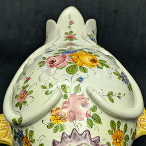 Vintage Italian Hand-Painted Swan Wall Fountain/Planter – Two-Piece Floral Ceramic Set (ITALY), c. 1960 🦢🇮🇹🌸