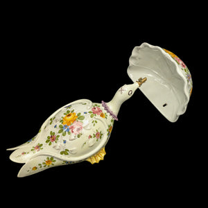 Vintage Italian Hand-Painted Swan Wall Fountain/Planter – Two-Piece Floral Ceramic Set (ITALY), c. 1960 🦢🇮🇹🌸