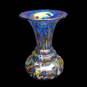 Large Hand-Blown Confetti Art Glass Vase – Murano Style Blue Splatter, Heavy Weight (c. 1960) 💎✨🇮🇹