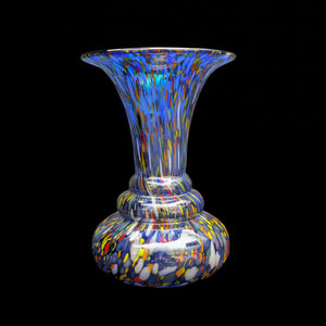 Large Hand-Blown Confetti Art Glass Vase – Murano Style Blue Splatter, Heavy Weight (c. 1960) 💎✨🇮🇹