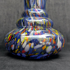 Large Hand-Blown Confetti Art Glass Vase – Murano Style Blue Splatter, Heavy Weight (c. 1960) 💎✨🇮🇹
