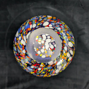 Large Hand-Blown Confetti Art Glass Vase – Murano Style Blue Splatter, Heavy Weight (c. 1960) 💎✨🇮🇹